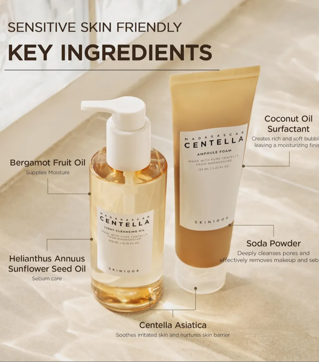 SKIN1004 Madagascar Centella Double Cleansing Duo (Centella Ampoule Foam + Centella Light Cleansing Oil)