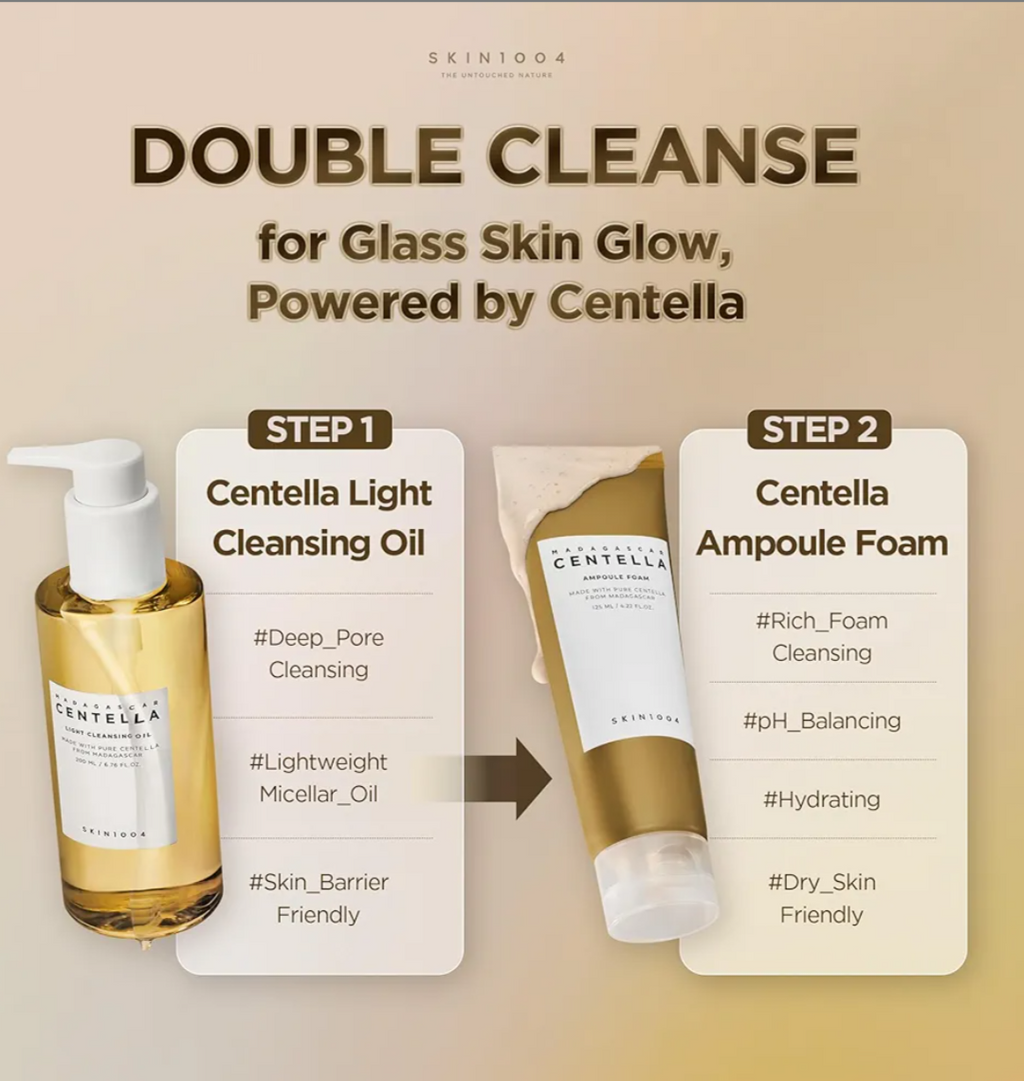 SKIN1004 Madagascar Centella Double Cleansing Duo (Centella Ampoule Foam + Centella Light Cleansing Oil)
